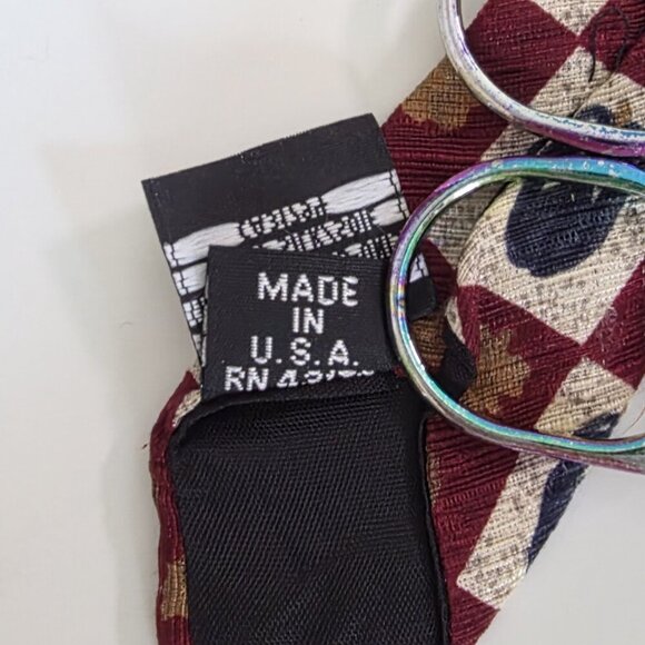 Moores Silk  Tie Gold Leaves Blue Feathers Print USA Made VTG W 4 in L 56 in - Picture 11 of 15